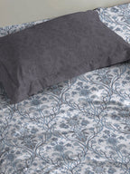 MYTRIDENT Dusk and Dawn White Ethnic Motifs Pure Cotton 144TC Single Bedsheet Pillow Cover | Grocsy