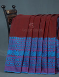 Maroon And Ink Blue Colour Pure Kadi Cotton Saree By Gayathri Reddy Designer Studio | Grocsy