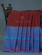 Maroon And Ink Blue Colour Pure Kadi Cotton Saree By Gayathri Reddy Designer Studio | Grocsy