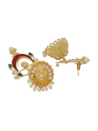 Shoshaa Gold-Polished & Red Enamelled Classic Jhumkas | Grocsy