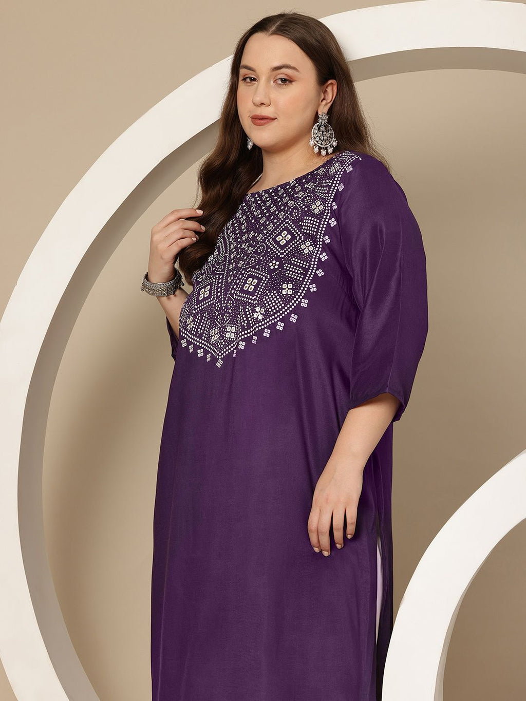 Sztori Plus Size Geometric Print Kurta | Grocsy