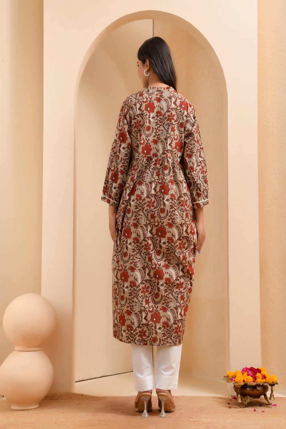 Vaasva Women Ajrakh Printed Kurta Pant Set | Grocsy
