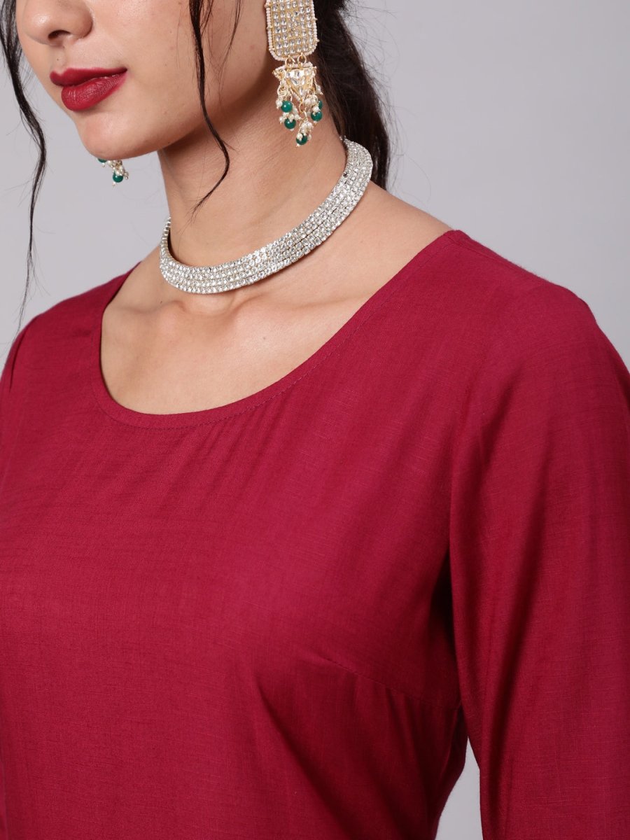 Aks Ethnic Motifs Printed Round Neck Kurta with Palazzos | Grocsy