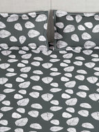 Story@home Arena Grey & White Floral Printed 180 TC Bedsheet & Pillow Covers | Grocsy