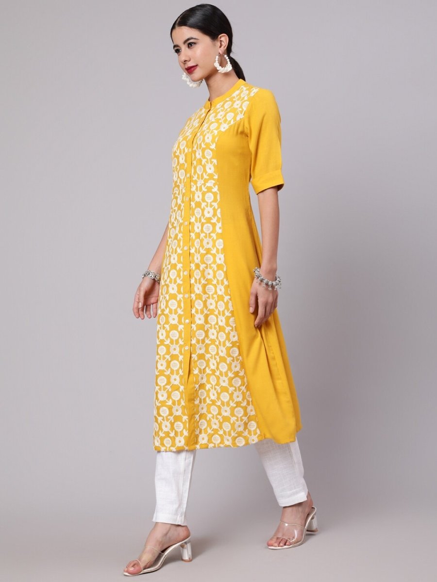Aks Ethnic Motifs Embroidered Thread Work A-Line Kurta | Grocsy