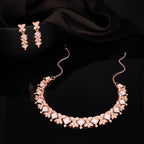 Tehzeeb Creations Rose Gold-Polished White Choker Necklace With Dangle Earrings | Grocsy