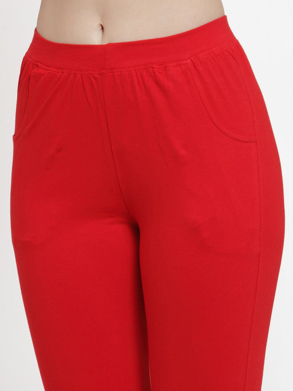 TAG 7 Women Pack Of 2 Red & Pink Solid Straight-Fit Ankle-Length Leggings | Grocsy