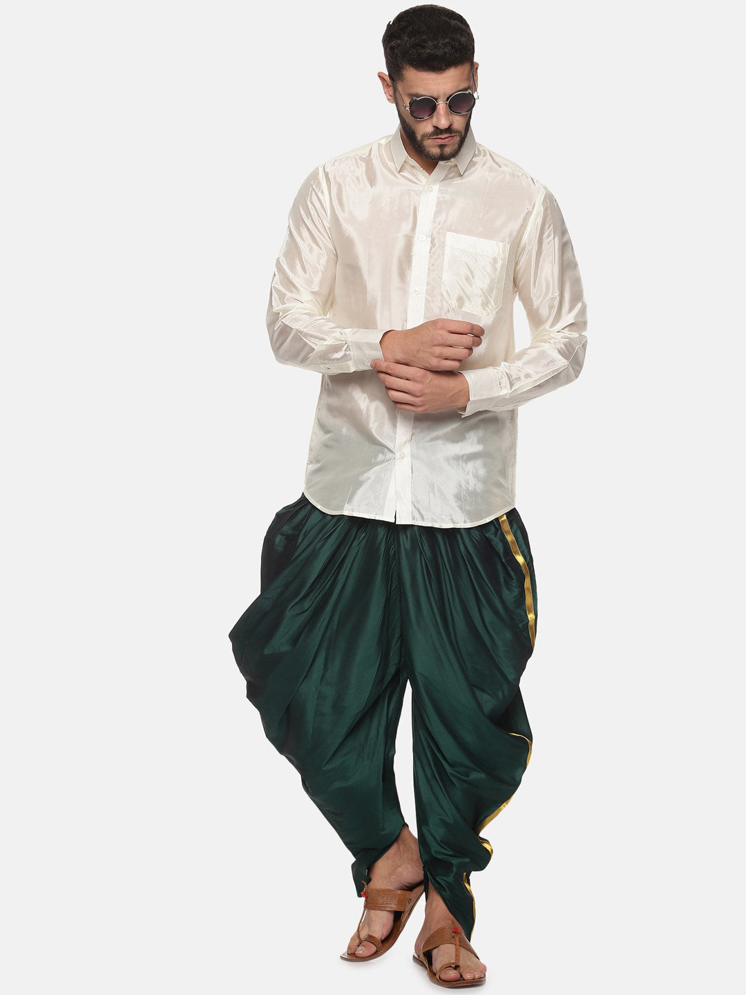 Sethukrishna Men Dark-Green Solid Dhoti Pants | Grocsy