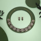 Tehzeeb Creations Gold-Polished Black Colour Choker With Dangle Earrings | Grocsy