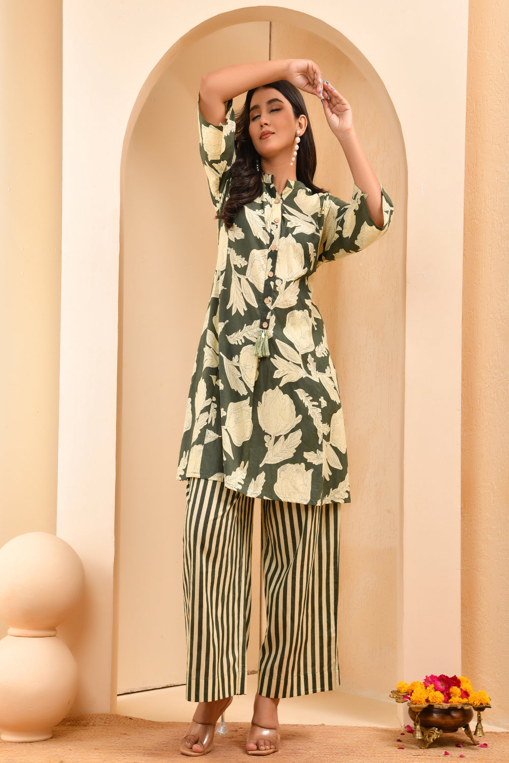 Vaasva Women Floral Aline Printed Cord Set | Grocsy