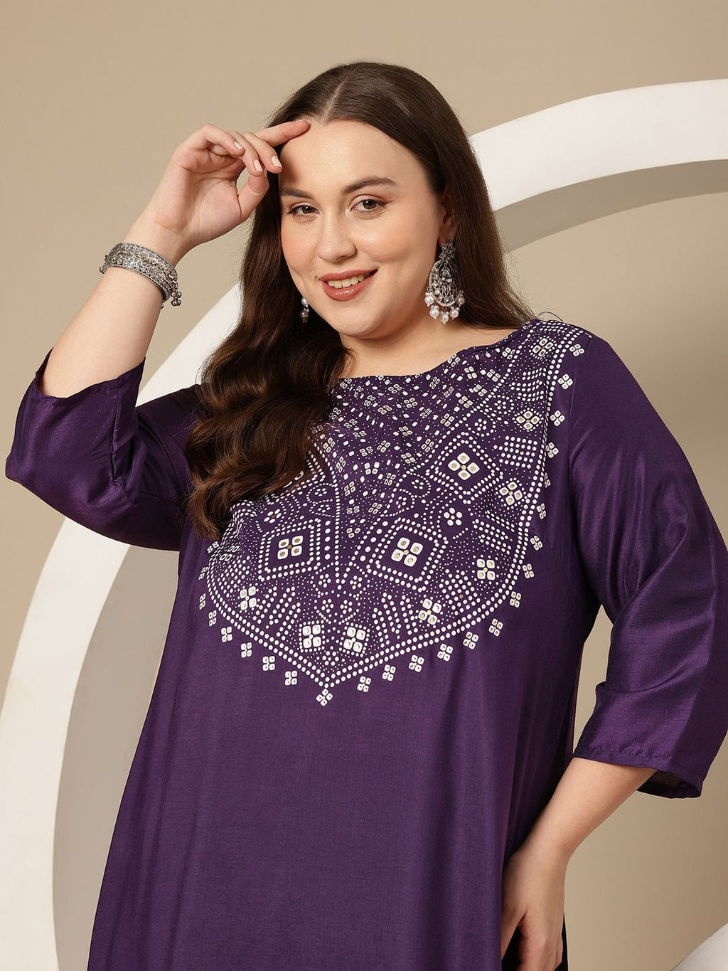 Sztori Plus Size Geometric Print Kurta | Grocsy