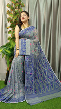 Exclusive Collection Grey Beautiful Jamdani Collection Saree | Grocsy