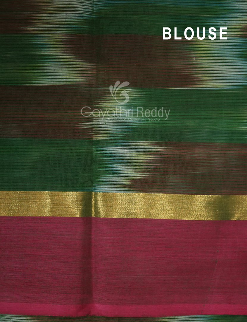 Dual Shades of Maroon And Brown Mangalagiri Ikkat Cotton Saree By Gayathri Reddy Designer Studio | Grocsy