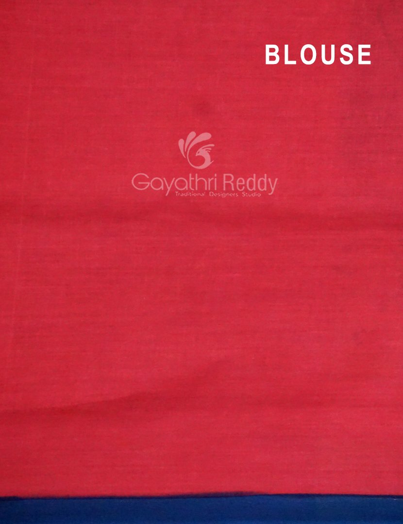 Block Print Indigo Blue Coloured Mulmul Cotton Saree By Gayathri Reddy Designer Studio | Grocsy