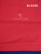 Block Print Indigo Blue Coloured Mulmul Cotton Saree By Gayathri Reddy Designer Studio | Grocsy