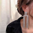 Tehzeeb Creations Women's Long Tassel Stud Earring Healing Crystal | Grocsy
