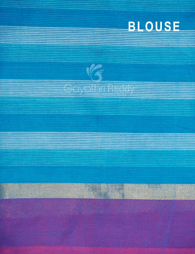 Sky Blue With Checks Pure Mangalgiri Cotton Saree By Gayathri Reddy Designer Studio | Grocsy