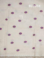 Cream Colour Block Print Crocia Mulmul Cotton Saree By Gayathri Reddy Designer Studio | Grocsy