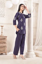 Anaita Butta Blue Stylish Readymade Co-Ords Set | Grocsy