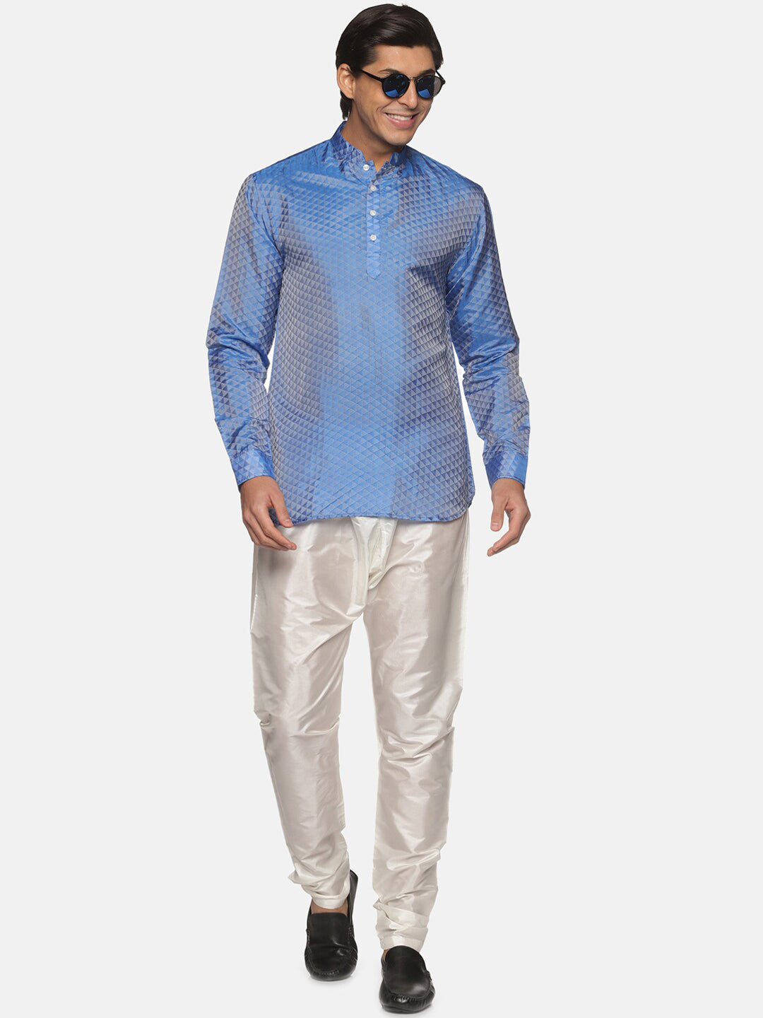 Sethukrishna Men Blue Kurta with Pyjamas | Grocsy