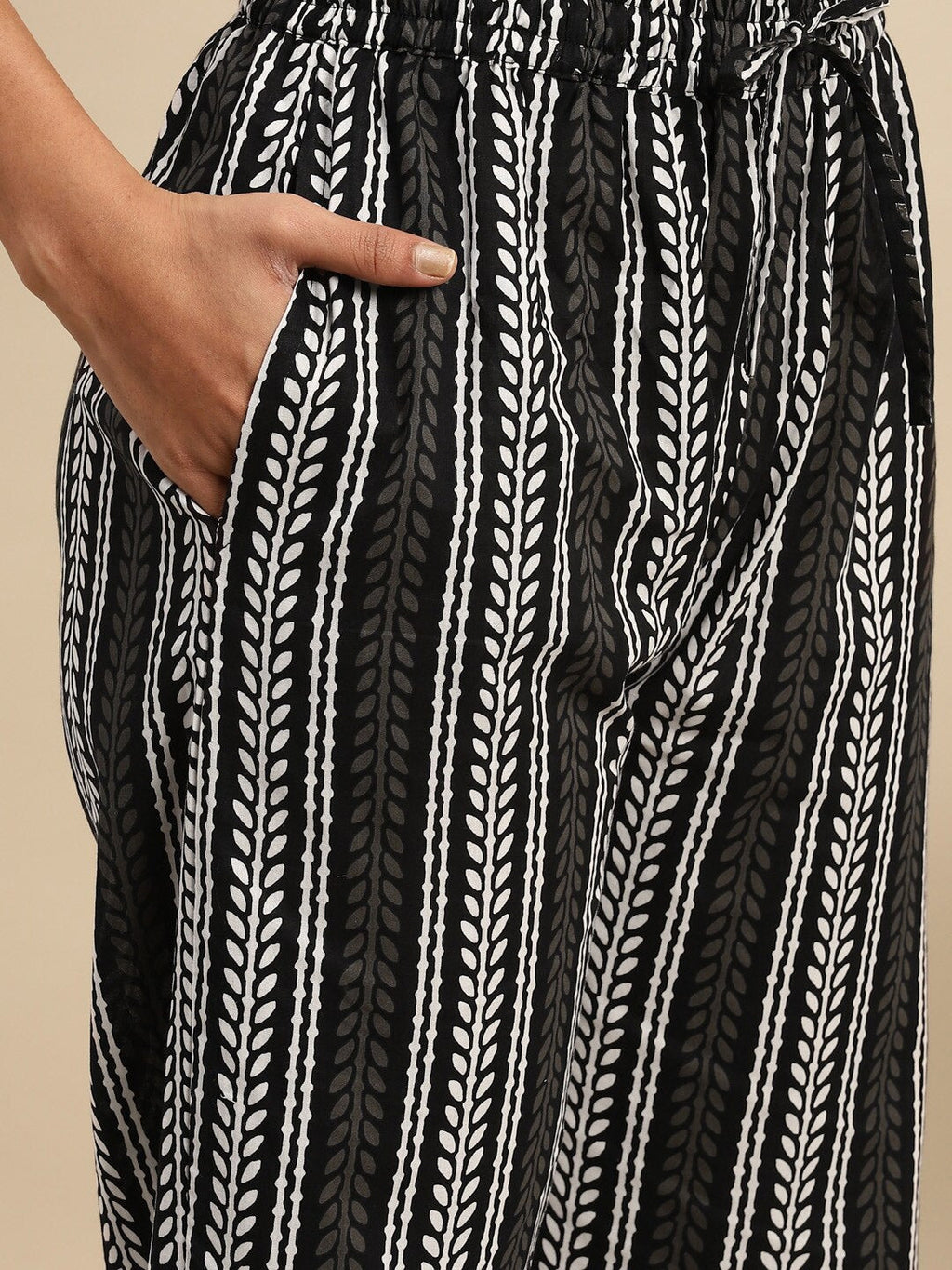 Sangria Black Ethnic Motifs Printed Pure-Cotton Straight Kurta With Trouser & Dupatta | Grocsy