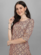 HERE&NOW Women Orange Ethnic Motifs Printed Kurta With Palazzos | Grocsy