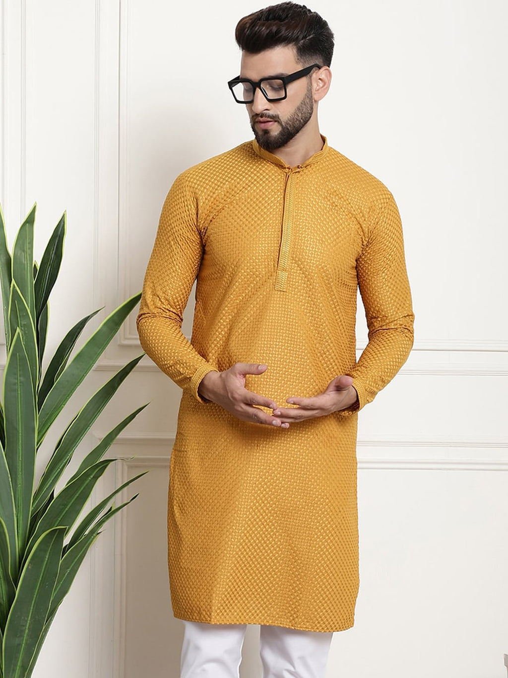Sojanya Geometric Embroidered Thread Work Pure Cotton Straight Kurta | Grocsy