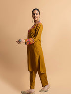 HOUSE OF KARI Floral Yoke Design Chikankari Kurta With Palazzo | Grocsy