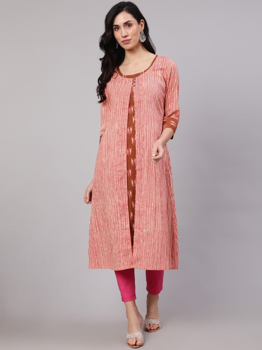 Aks Striped Cotton Kurta With Jacket | Grocsy