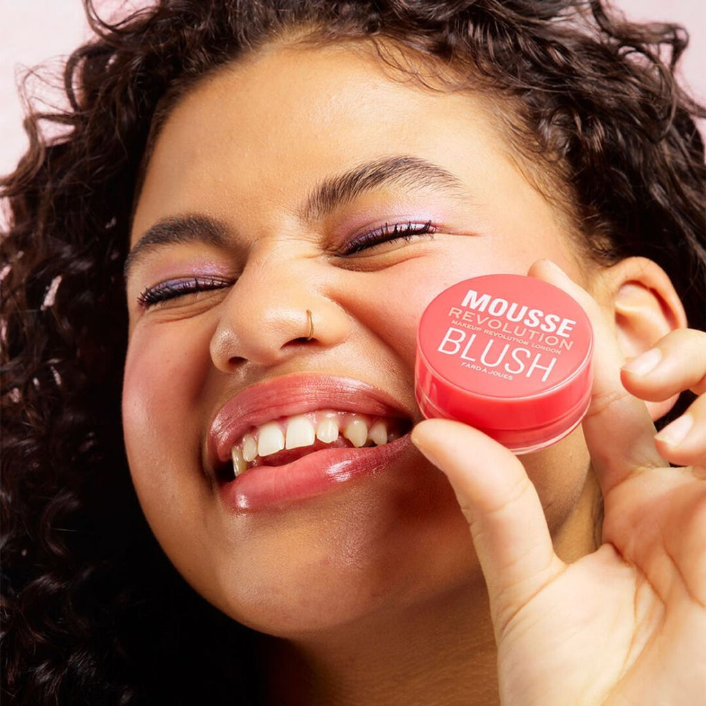 Makeup Revolution Mousse Blush - For Cheeks & Eyes Non Sticky-Soft Focus Effect - Grape Fruit Coral | Grocsy