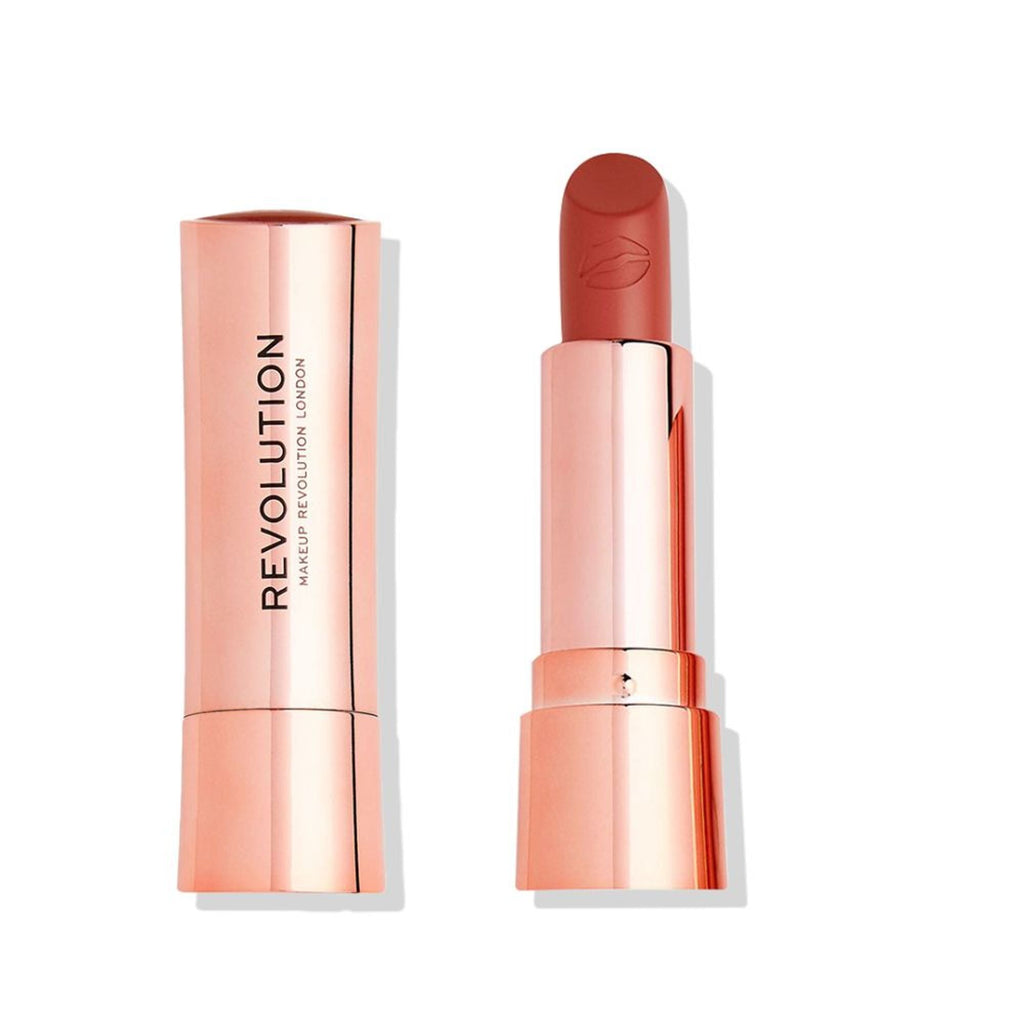 Makeup Revolution Satin Kiss Lipstick - Heart Race Peach Nude | Grocsy