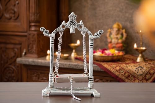 KridayKraft Aluminium Pipe Palna Silver/Laddu Gopal Jhula for Home Decor, Pooja & Janmashtami | Grocsy