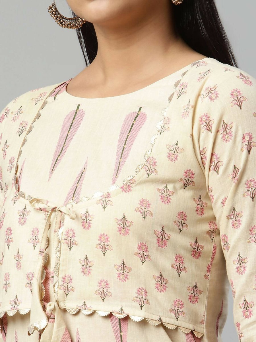 Ahalyaa Womens Chiku Pure Cotton Printed Kurtas | Grocsy
