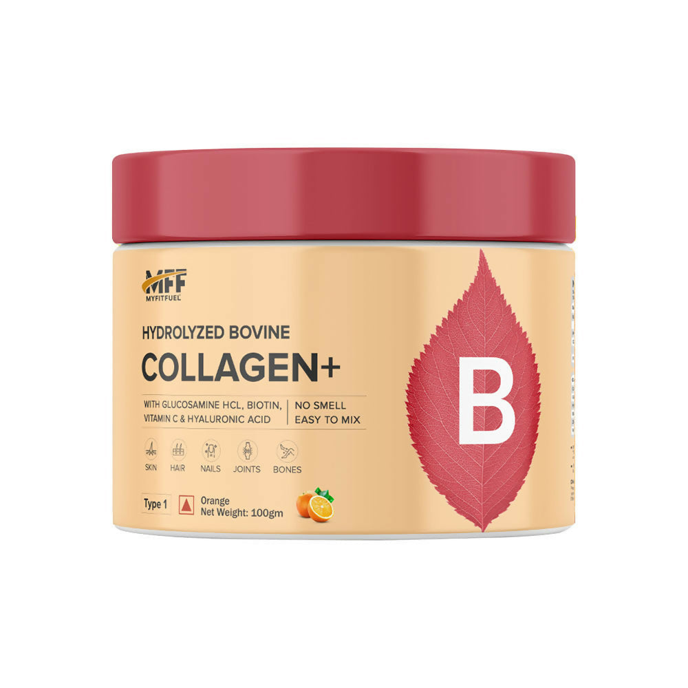 MyFitFuel Hydrolyzed Bovine Collagen + Hyaluronic Acid Biotin Vitamin C Skin Hair Nails - Orange | Grocsy