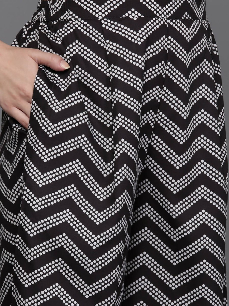 Ahalyaa Women Printed Ethnic Co-Ords - Black Color | Grocsy