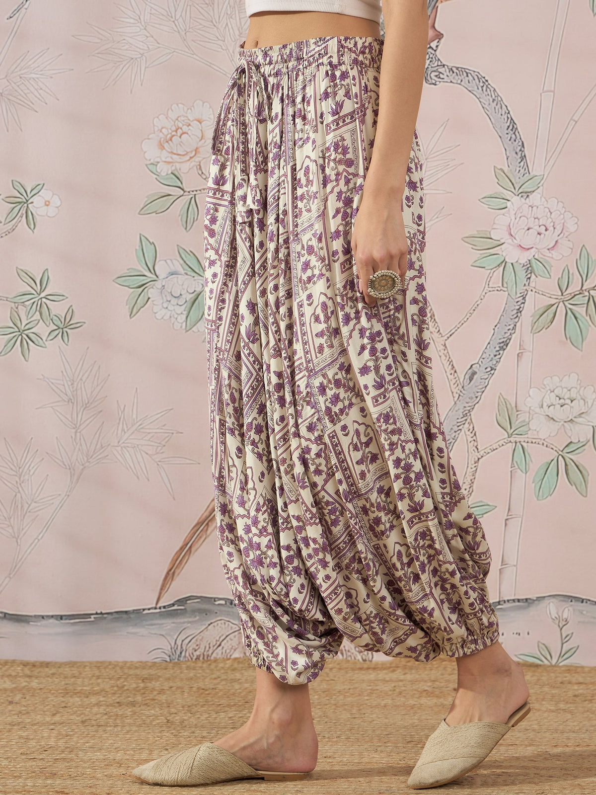 InWeave Mauve Ethnic Window Harem Pant | Grocsy