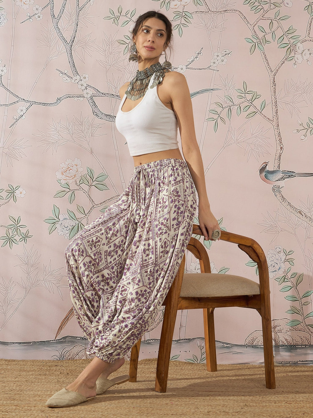 InWeave Mauve Ethnic Window Harem Pant | Grocsy