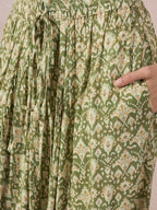 InWeave Apple Green Ikkat Print Harem Pant | Grocsy