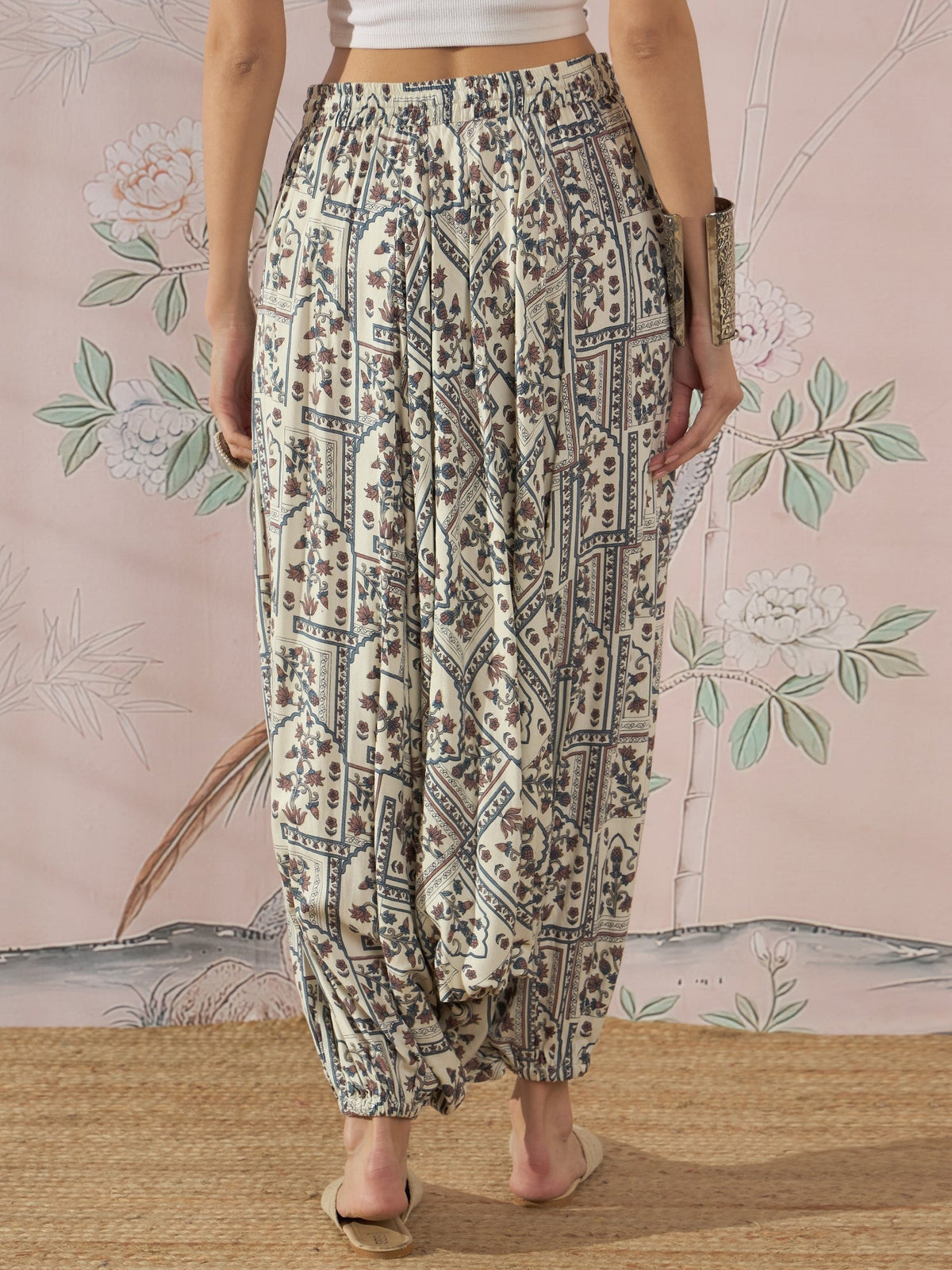 InWeave Cadet Blue Ethnic Window Harem Pant | Grocsy