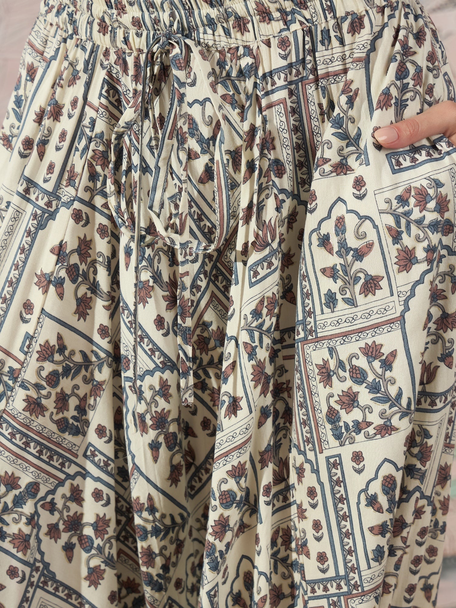 InWeave Cadet Blue Ethnic Window Harem Pant | Grocsy