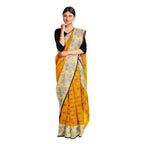 Exclusive Collection 100% Pure Cotton Yellow Tant Saree With Hand Weaving Work | Grocsy
