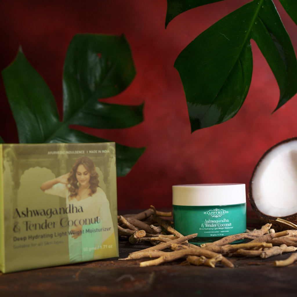 Haappyherbs Ashwagandha & Tender Coconut Deep Hydrating Light Weight Moisturizer | Grocsy