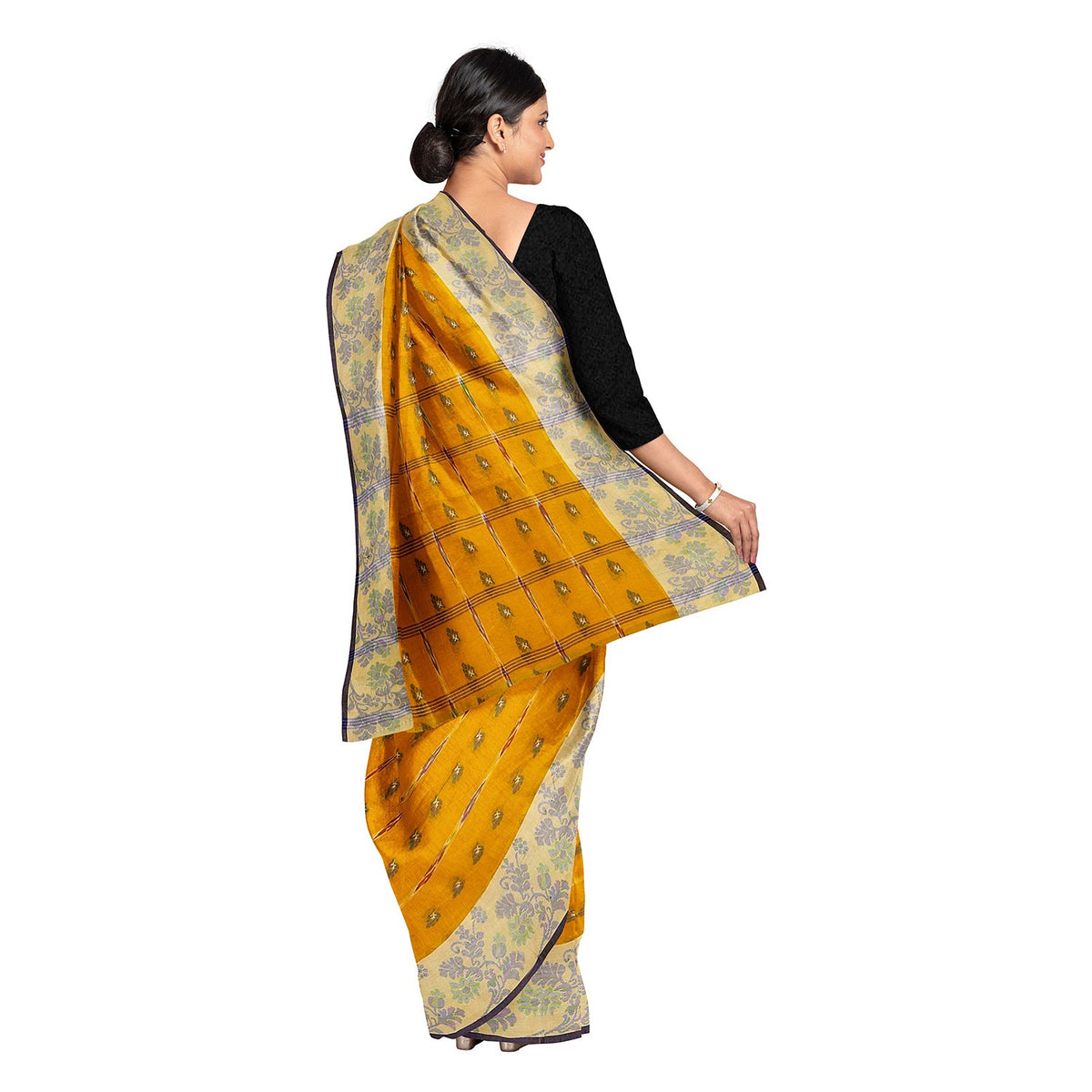 Exclusive Collection 100% Pure Cotton Yellow Tant Saree With Hand Weaving Work | Grocsy