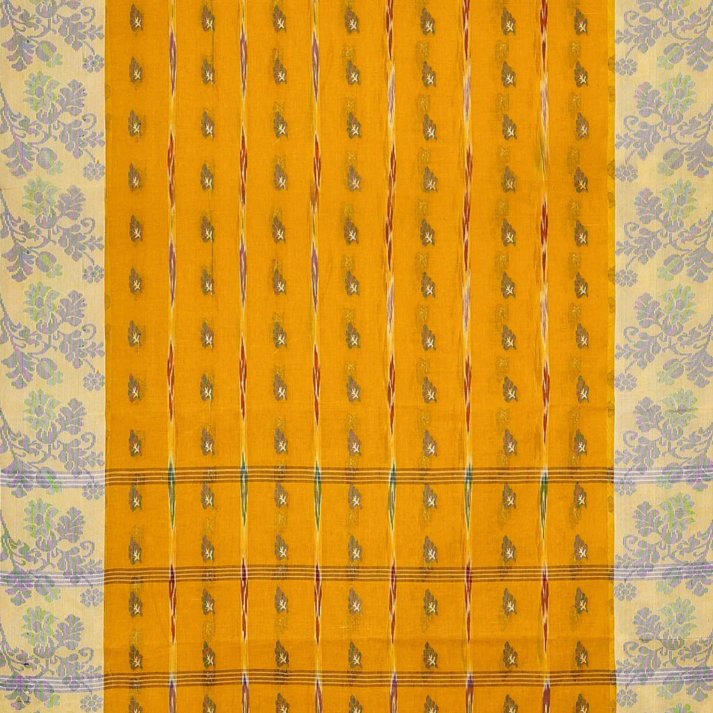 Exclusive Collection 100% Pure Cotton Yellow Tant Saree With Hand Weaving Work | Grocsy