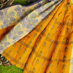 Exclusive Collection 100% Pure Cotton Yellow Tant Saree With Hand Weaving Work | Grocsy