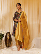 InWeave Charcoal Black Leheriya Silk Set | Grocsy