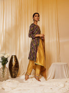 InWeave Charcoal Black Leheriya Silk Set | Grocsy