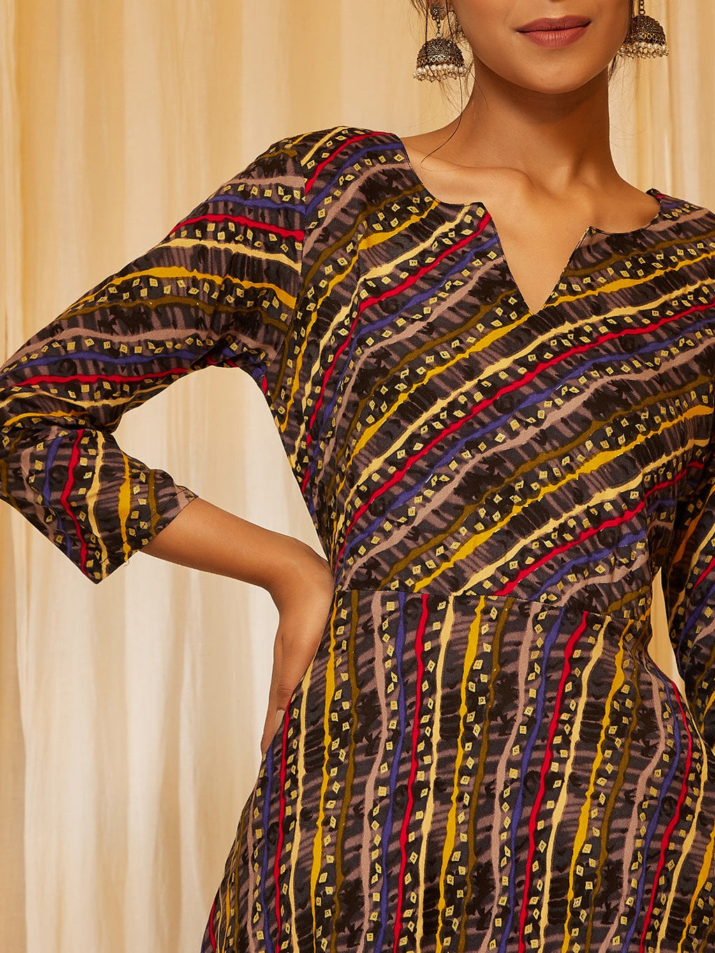 InWeave Charcoal Black Leheriya Silk Set | Grocsy