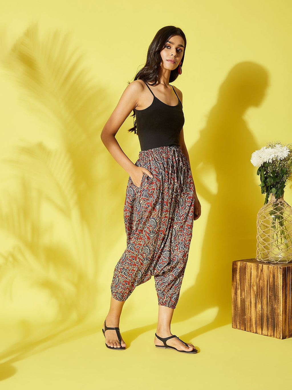 InWeave Maroon Kalamkari Harem Pant | Grocsy