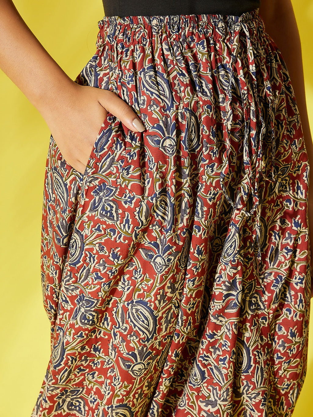 InWeave Maroon Kalamkari Harem Pant | Grocsy